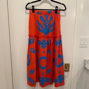 Sheridan French Red Blue Batik Print Skirt